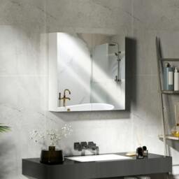 Rackhams Bathroom Mirror Cabinet Wall Mounted, 60 x 15 x 60 cm, White - Bathroom Mirror Cabinet - 1 - 60 x 15 x 60 cm