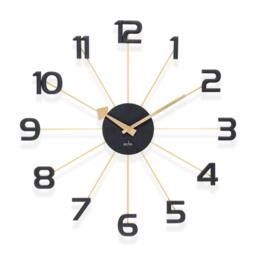 Rackhams Astraea Large Wall Clock Quartz Brass Effect Metal Spokes Large Numbers - Pigeon - thumbnail 1