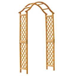 Rackhams Garden Arch Wooden Pergola Feature Trellis Rose Climbing Plant Archway Tan Frame - Tan - thumbnail 2