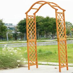 Rackhams Garden Arch Wooden Pergola Feature Trellis Rose Climbing Plant Archway Tan Frame - Tan - thumbnail 5