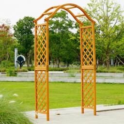 Rackhams Garden Arch Wooden Pergola Feature Trellis Rose Climbing Plant Archway Tan Frame - Tan - thumbnail 6
