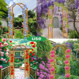 Rackhams Garden Arch Wooden Pergola Feature Trellis Rose Climbing Plant Archway Tan Frame - Tan - thumbnail 3