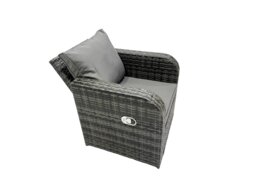 Rackhams Garden Outdoor Rattan Furniture Set Rattan Reclining Chair 3 Seater Sofa with Big Stool Dark Grey Mixed - thumbnail 6