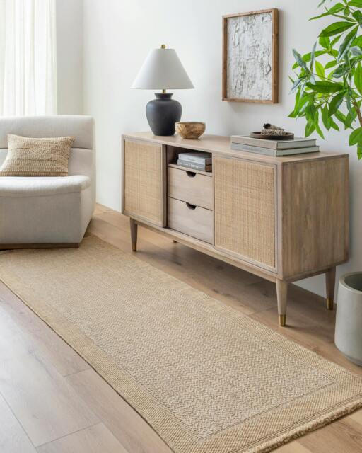 Rackhams Mirage-Cottage Tan Beige Fringe In- & Outdoor Jute-Look Rug - 80 x 220 cm - image 1