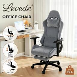Rackhams Office Desk Chair Gaming Recliner Adjustable Height with Footrest Grey - thumbnail 2