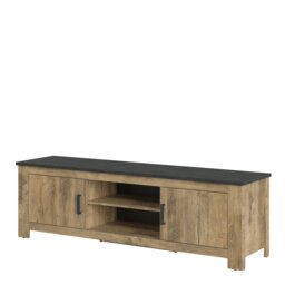 Rackhams Rapallo 2 Door 189cm wide TV Cabinet in Chestnut and Matera Grey - 1 - thumbnail 2