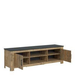 Rackhams Rapallo 2 Door 189cm wide TV Cabinet in Chestnut and Matera Grey - 1 - thumbnail 3