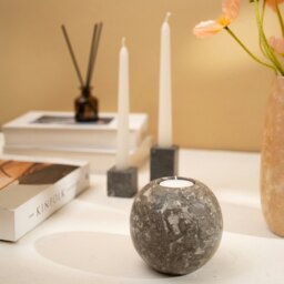 Rackhams Sphere Tea Light Marble Candle Holder in three colours - Black - thumbnail 6