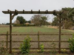 Rackhams Corbel Double Beam Pergola, Plant Climbing Arbour - Sculpted brace - Natural (Light Green) - Two Row Kit - 2.4m - thumbnail 6