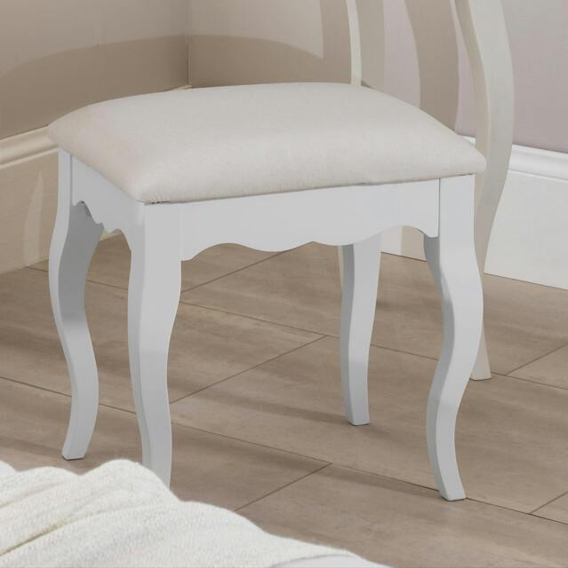 Rackhams Romance Upholstered Dressing Table Stool - Antique White, Grey Tone - image 1