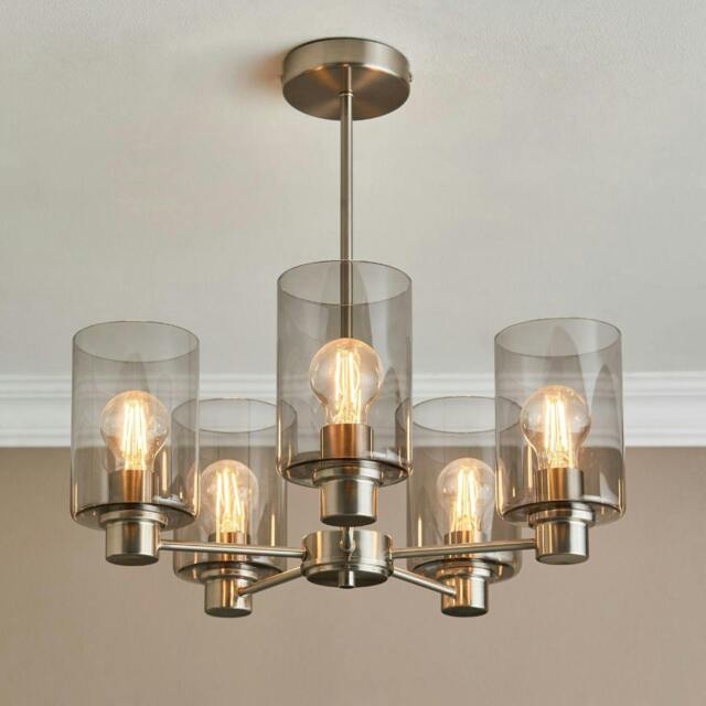 Rackhams Kingsholm 5 Light Satin Nickel Semi Flush Ceiling Light - image 1