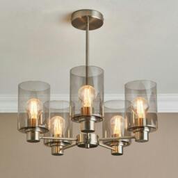 Rackhams Kingsholm 5 Light Satin Nickel Semi Flush Ceiling Light - thumbnail 1