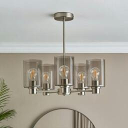 Rackhams Kingsholm 5 Light Satin Nickel Semi Flush Ceiling Light - thumbnail 2