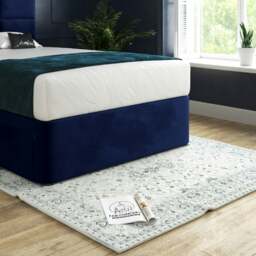 Rackhams Caprio Upholserted Floorstanding Headboard With Divan Bed Frame - Blue - Silver - Super king - thumbnail 4