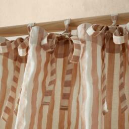 Rackhams Zanzibar Woven Stripe Voile Curtain Panel Clay - 140 x 183 cm - Clay - thumbnail 3