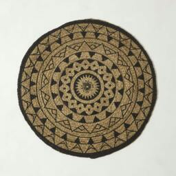 Rackhams Natural & Black Mandala Braided Jute Rug - 200 cm Round - thumbnail 3