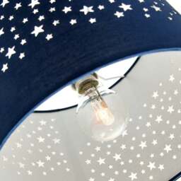 Rackhams Stars Decorated Children/Kids Midnight Blue Cotton Bedroom Pendant or Lamp Shade - thumbnail 2