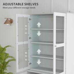 Rackhams Salu Wood White Double Compartment Display Storage Cabinet - thumbnail 6