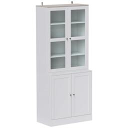 Rackhams Salu Wood White Double Compartment Display Storage Cabinet - thumbnail 2