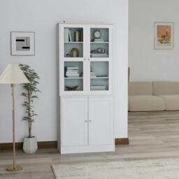 Rackhams Salu Wood White Double Compartment Display Storage Cabinet - thumbnail 3