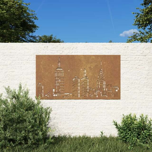 Rackhams Garden Wall Decoration 105x55 cm Corten Steel Skyline Design