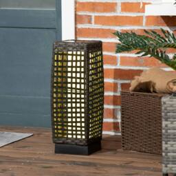 Rackhams Outdoor Rattan Solar Lantern wtih Auto On/Off Solar Powered LED Lights - thumbnail 1
