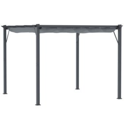Rackhams 3x3(m) Pergola Gazebo Sun Shade Shelter Aluminium Garden Canopy, Brown - Brown - Aluminium, Polyester - 300 x 300 x 223cm - thumbnail 6