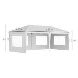 Rackhams 3 x 6m Pop Up Gazebo, Height Adjustable Marquee Party Tent with Sidewalls and Storage Bag, White - thumbnail 3