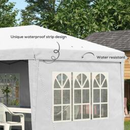 Rackhams 3 x 6m Pop Up Gazebo, Height Adjustable Marquee Party Tent with Sidewalls and Storage Bag, White - thumbnail 6
