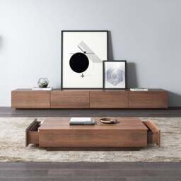 Rackhams Lavone Coffee Table With TV Stand Set, Walnut - 100+50CM - No TV Stand - thumbnail 3