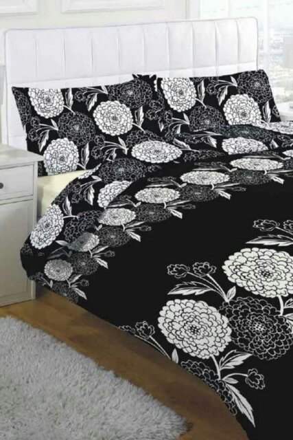 Rackhams Chantilly Floral Silhouette Duvet Cover Bedding Set - Black - Single