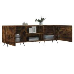 Rackhams TV Cabinet Smoked Oak 150x30x50 cm Engineered Wood - Brown - Engineered wood, iron - thumbnail 4