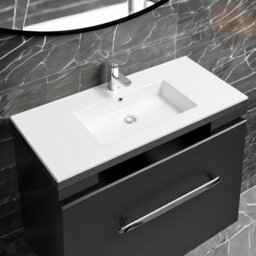 Rackhams 4012 Ceramic 101cm Thin-Edge Inset Basin with Rectangular Bowl - White - Ceramic - 101cm