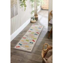 Rackhams Dog Themed Washable Multi Bones Mat and Runner - 50X150 cm - thumbnail 4