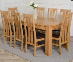 Rackhams Dakota Large Oak Dining Table with Princeton Oak Chairs - Natural Oak - 6 chairs - thumbnail 3