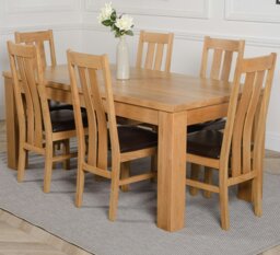 Rackhams Dakota Large Oak Dining Table with Princeton Oak Chairs - Natural Oak - 6 chairs - thumbnail 1