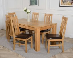 Rackhams Dakota Large Oak Dining Table with Princeton Oak Chairs - Natural Oak - 6 chairs - thumbnail 2