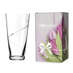 Rackhams 'Silhouette' Medium Crystal Conical Vase Adorned with Swarovski® Crystals - 25cm - Made From Premium Lead Free Crystal Glass