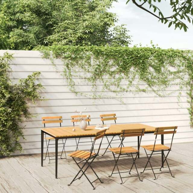 Rackhams Folding Garden Chairs 6 pcs Steel and Solid Wood Acacia