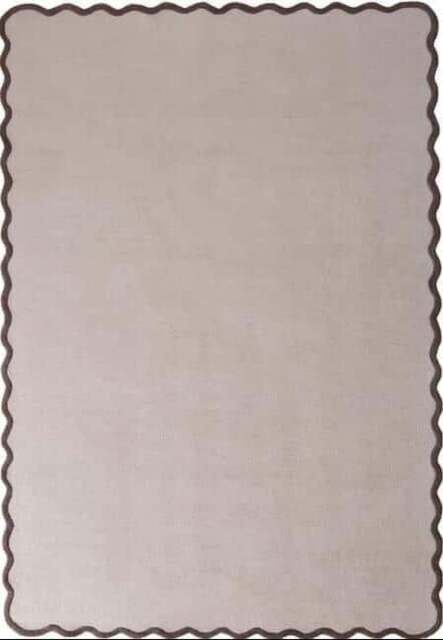 Rackhams Wool Scalloped Natural Brown Rug Bordered Design - 120X170 cm - image 1