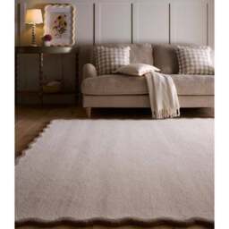 Rackhams Wool Scalloped Natural Brown Rug Bordered Design - 120X170 cm - thumbnail 5