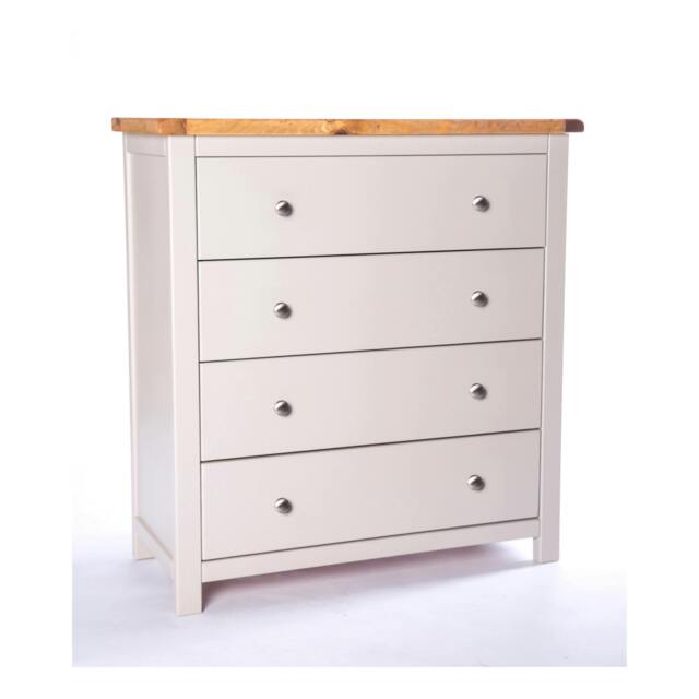 Rackhams Argenta 4 Drawer Chest of Drawers Chrome Knob - Light Grey - image 1