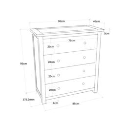 Rackhams Argenta 4 Drawer Chest of Drawers Chrome Knob - Light Grey - thumbnail 4