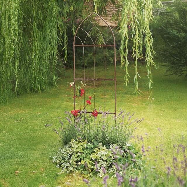 Rackhams Trellis, Steel Faux-Rust, Gothic Arch Garden Support