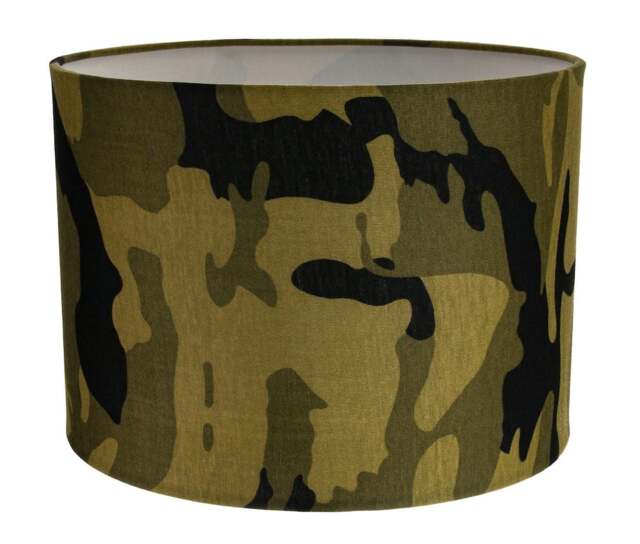 "Rackhams Stylish Green and Black Army Camouflage Drum 10"" Lampshade for Table or Pendant" - image 1