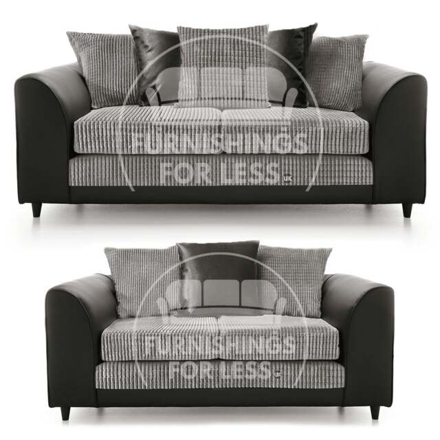 Rackhams Luca Mixed Fabric Sofa Suite - Scatter Back - Black and Grey - image 1