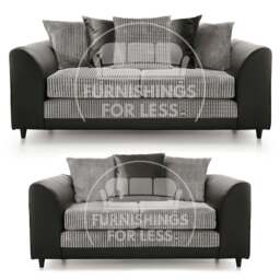 Rackhams Luca Mixed Fabric Sofa Suite - Scatter Back - Black and Grey - thumbnail 1