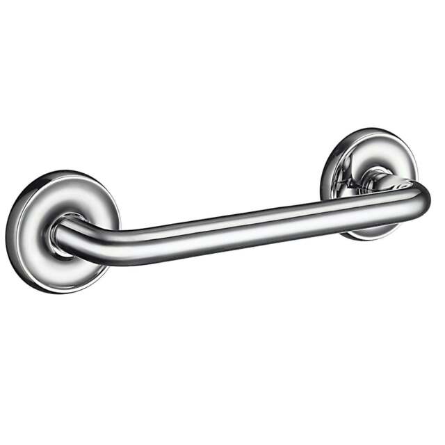 Rackhams Polished Chrome Grab Bar 27cm Toilet Handle or Bath Shower Safety Hand Rail for Elderly, Disabled, Seniors Mobility Aid