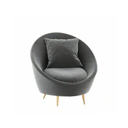 Rackhams Slender Modern Armchair, Velvet For Clearance - Grey Armchair - thumbnail 1