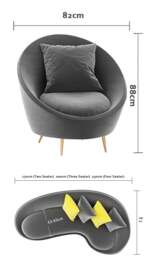 Rackhams Slender Modern Armchair, Velvet For Clearance - Grey Armchair - thumbnail 6